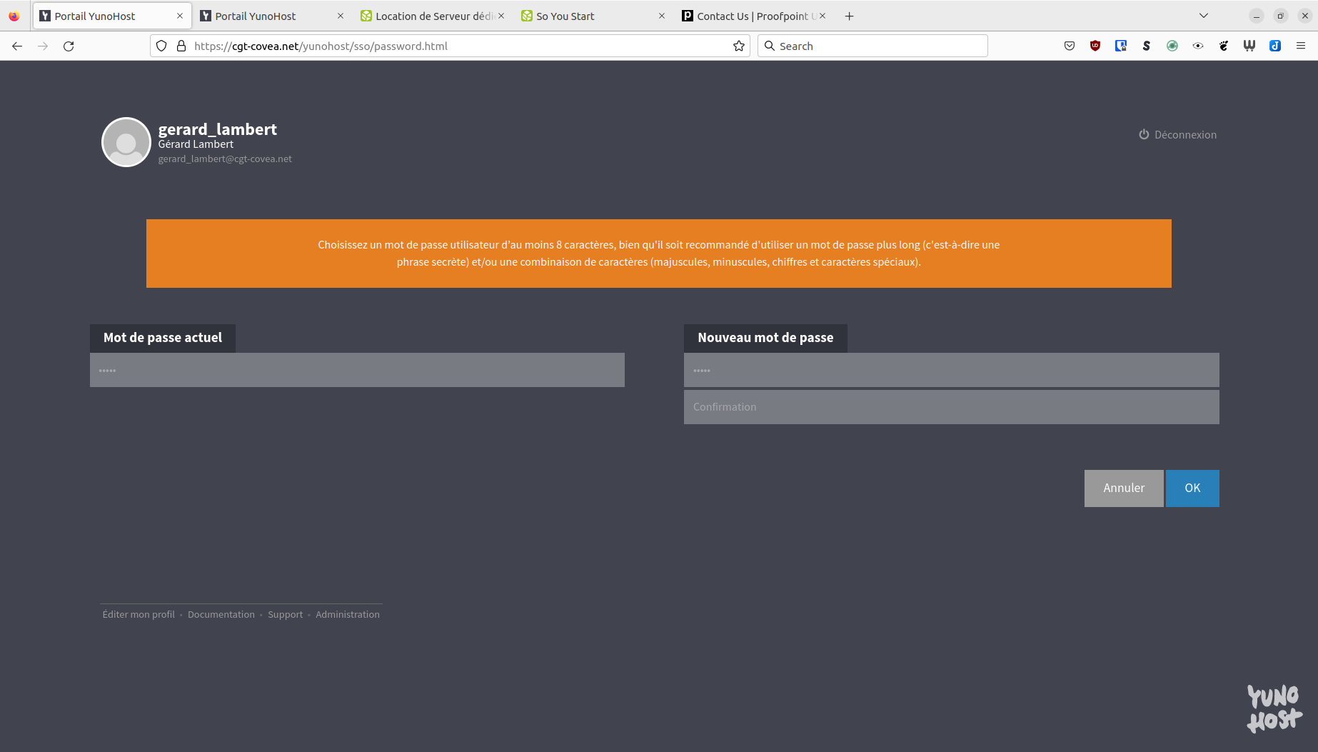 Changer de mot de passe