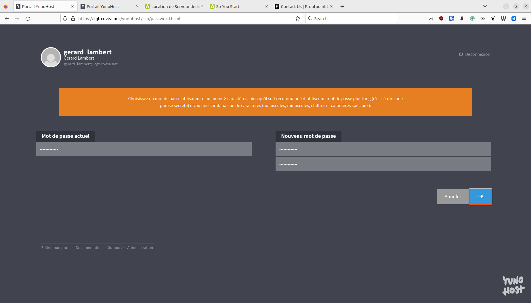 nouveau mot de passe