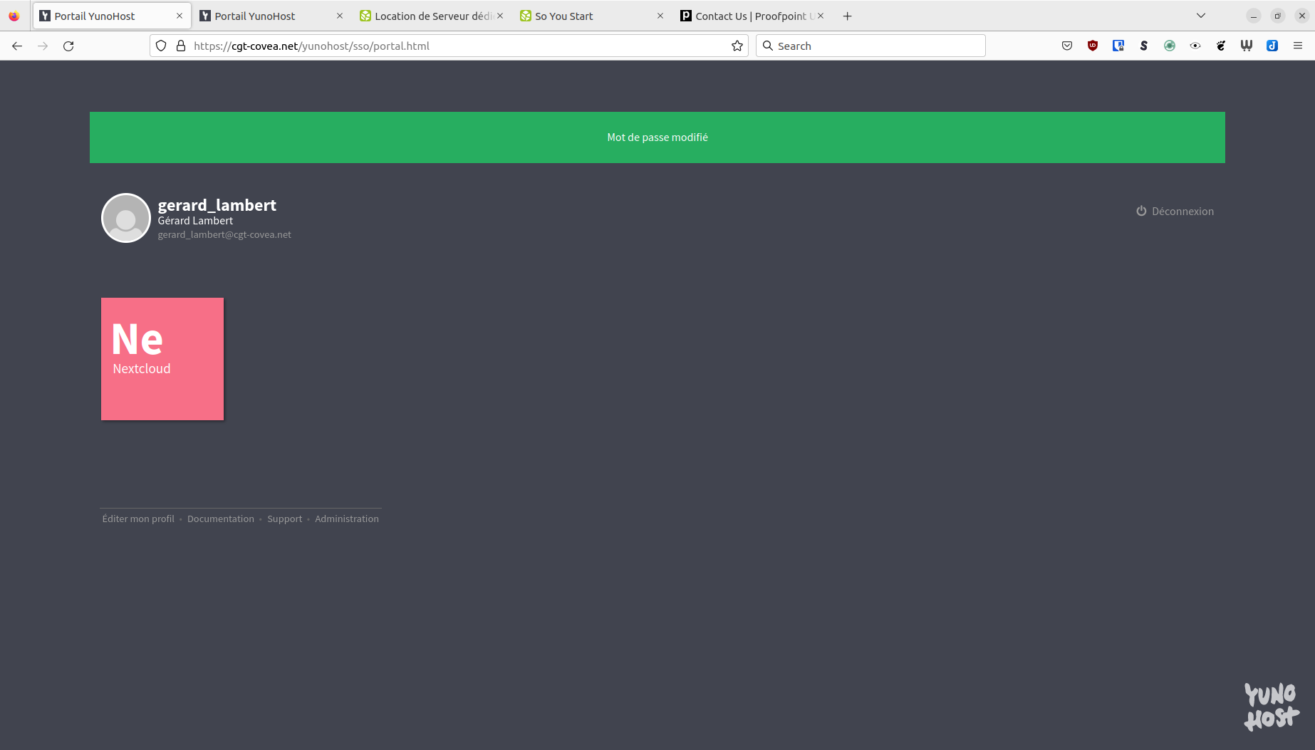 Mot de passe changé