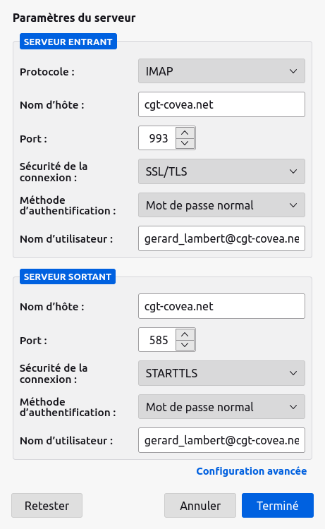 configuration manuelle
