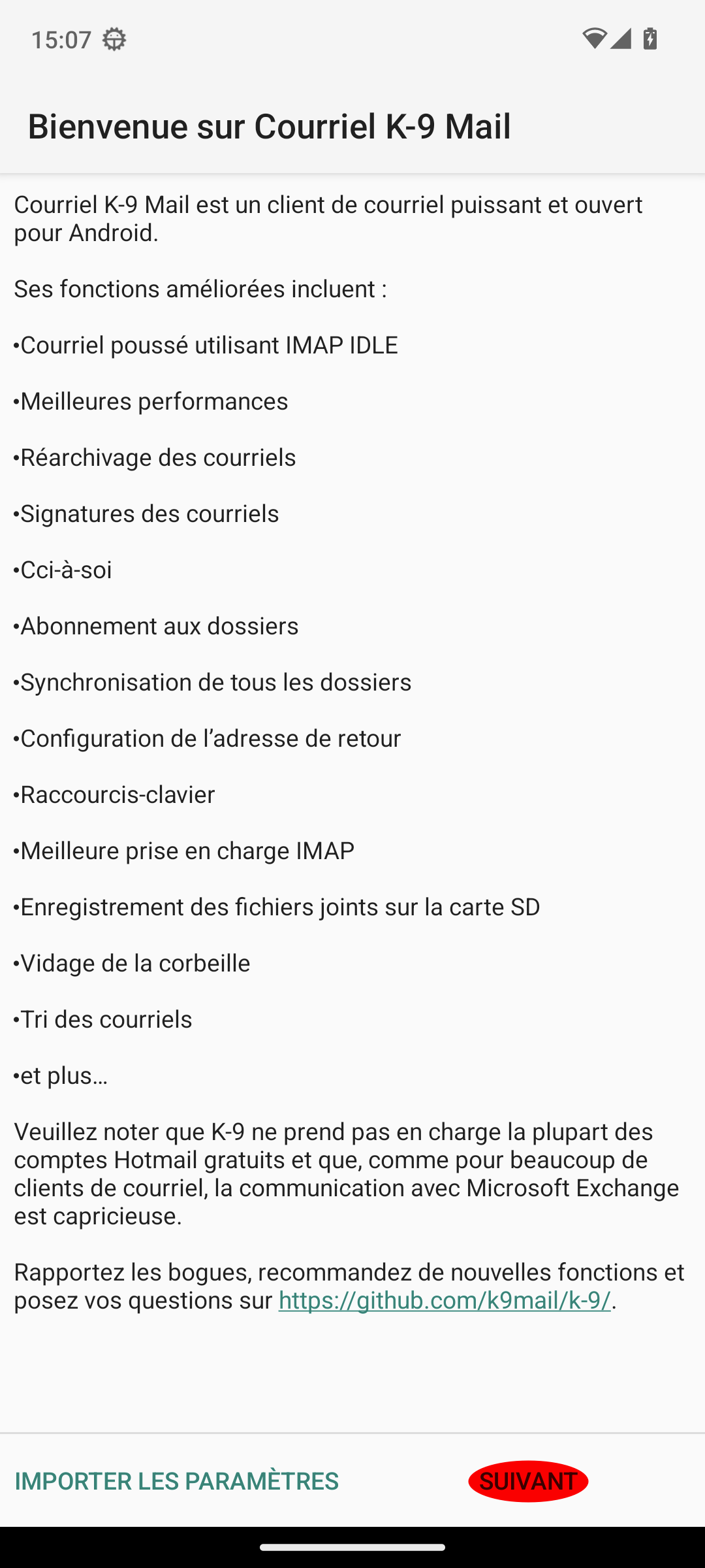 Bienvenue sur  K9-Mail